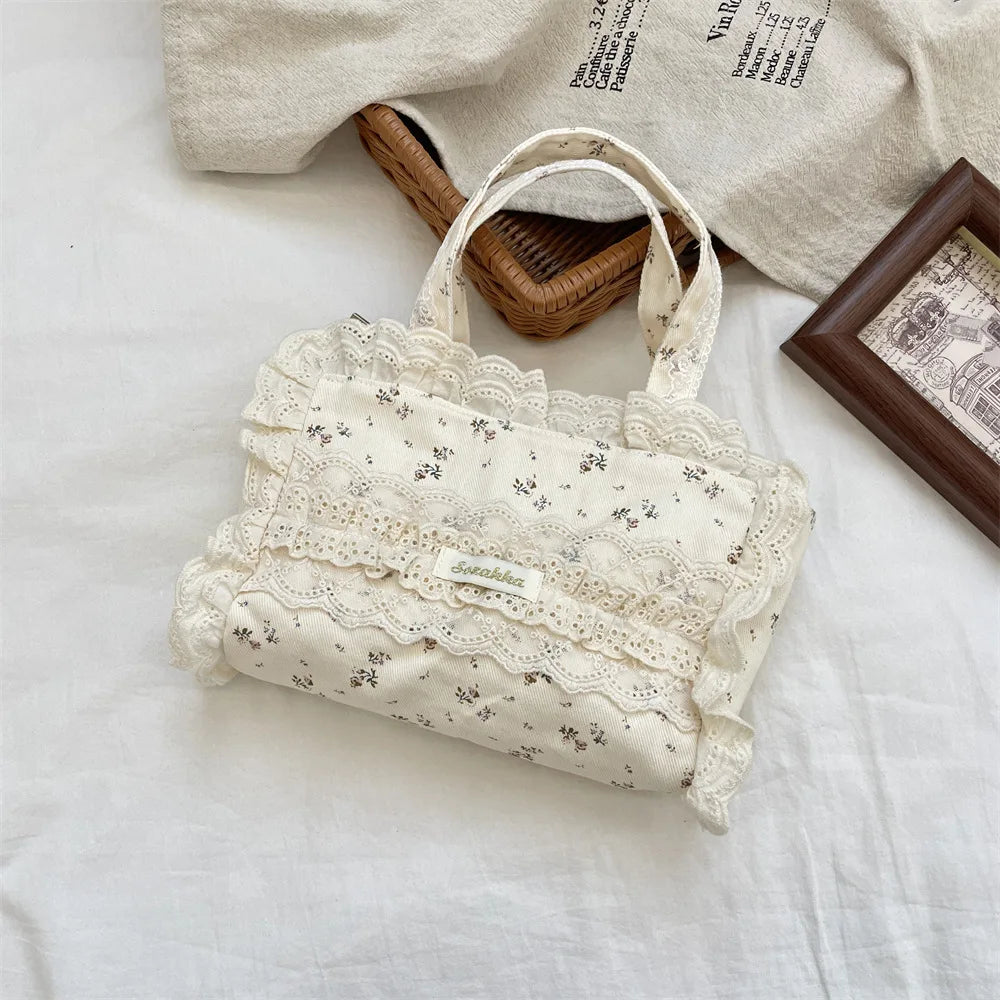 Vintage Lace Ruffle Mini Handbag Creative Femininity