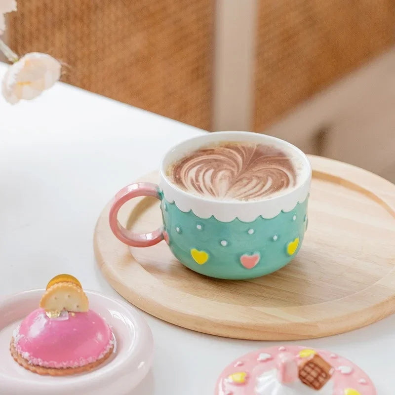 Candy Cake Ceramic Mug With Lid
