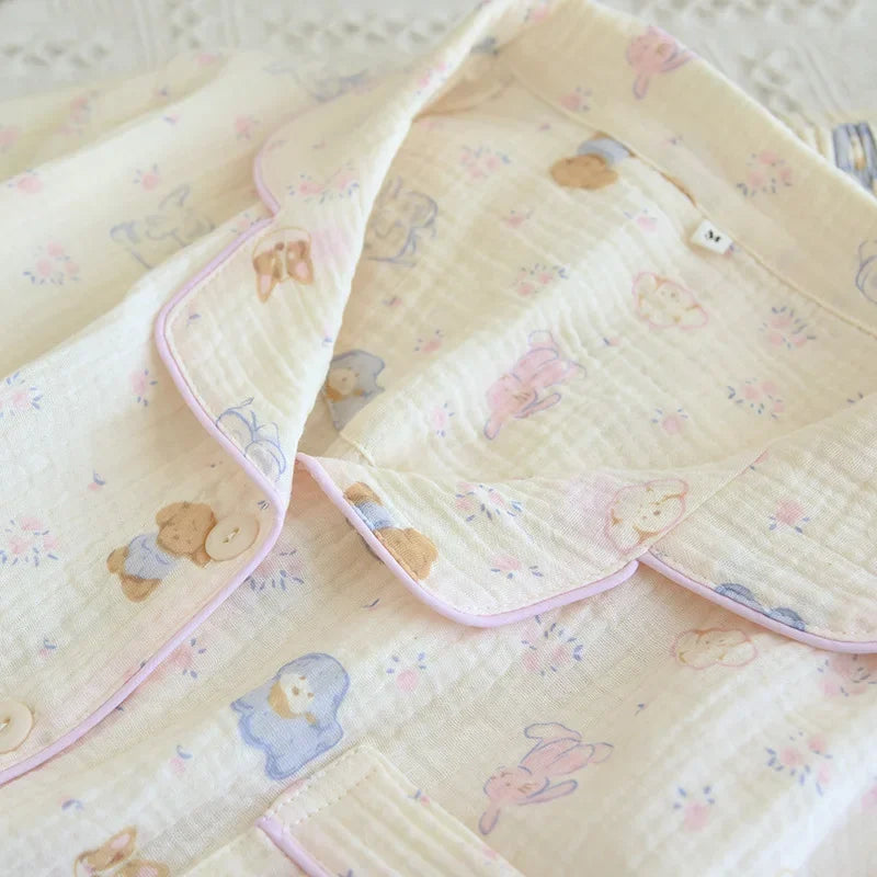 Pastel Bunny & Bow Pyjama Short Set