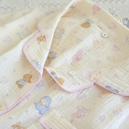 Pastel Bunny & Bow Pyjama Short Set