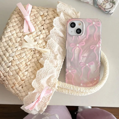 Pearly Pink Ribbon iPhone Case