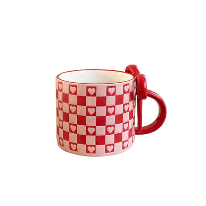 Bow Handle Heart Ceramic Mug