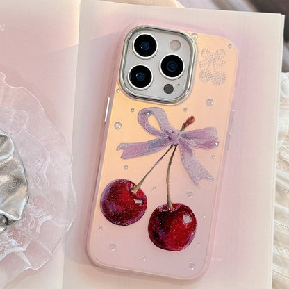 Sparkly Cherry Bow iPhone Case
