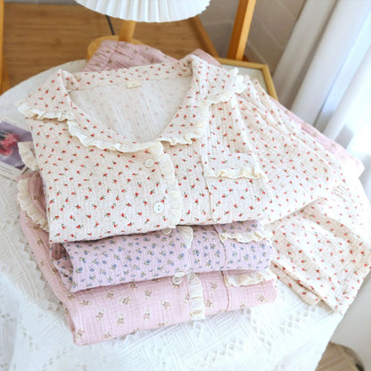 Romantic Floral Lace Pyjama Set Creative Femininity
