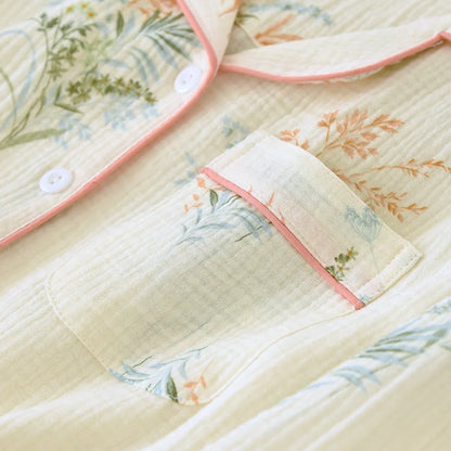 Cream Cotton Pjs With Pink Trim