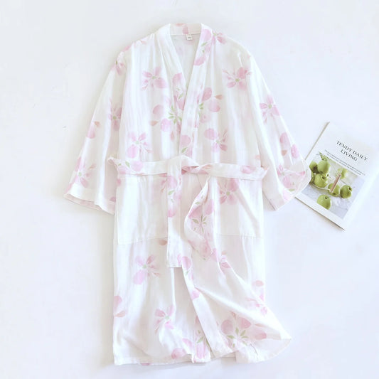 women's pink floral kimono robe 