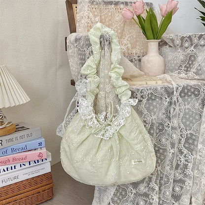 Broderie Lace Ruffle Shoulder Bag