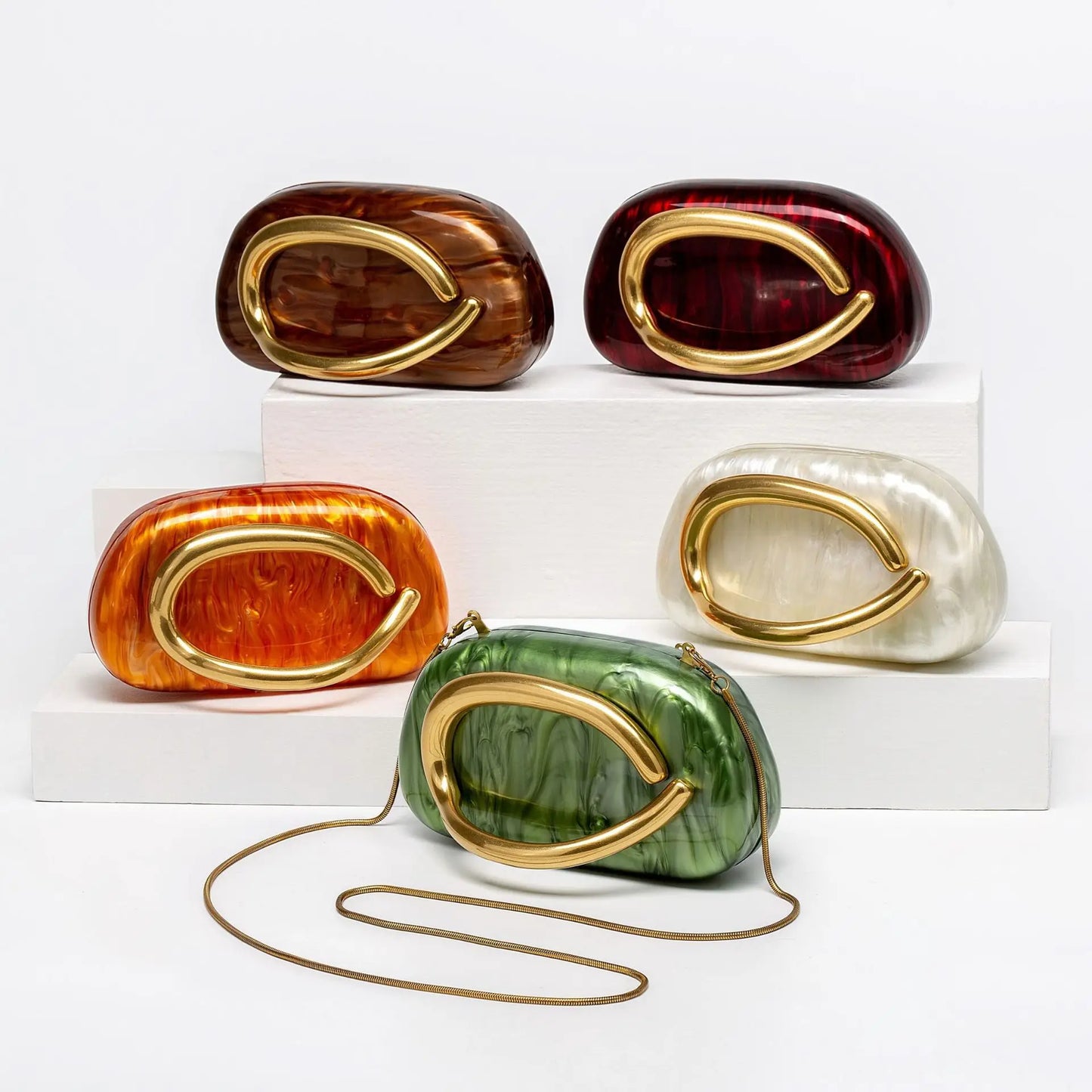 Gold Clasp Box Clutch- All Colours