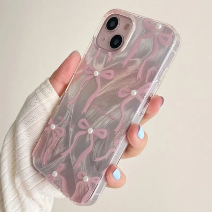 Pearly Pink Ribbon iPhone Case