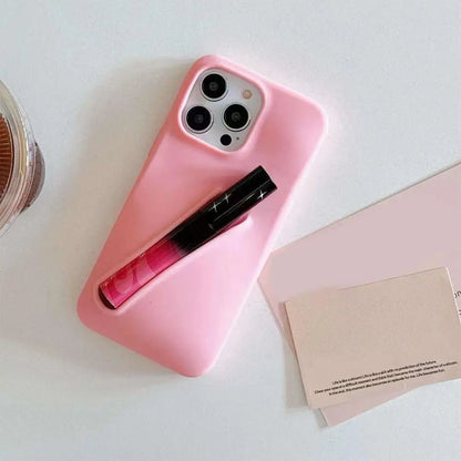 Pink phone case with lip gloss holder 