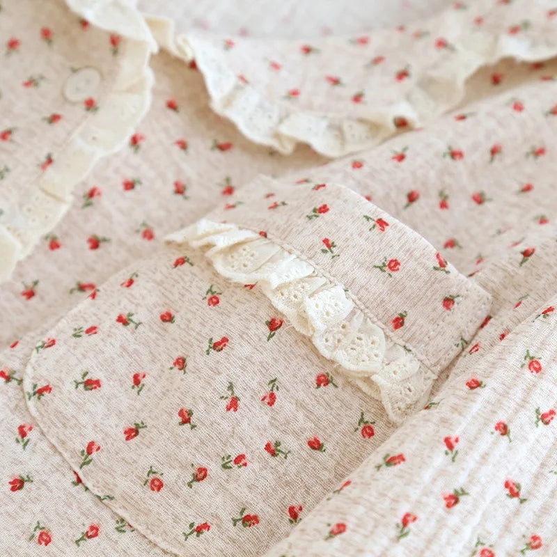 Romantic Floral Lace Pyjama Set Creative Femininity