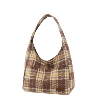 Brown Plaid Tote Bag