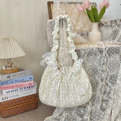Broderie Lace Ruffle Shoulder Bag