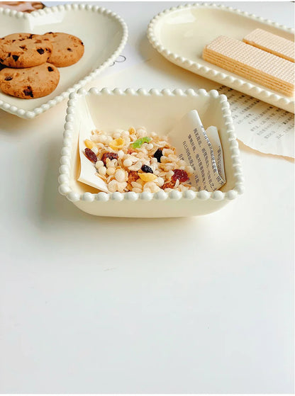 Cream Heart Shape Ceramic Plates