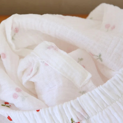 Women's Pink & Red Cherry Cotton Pjs