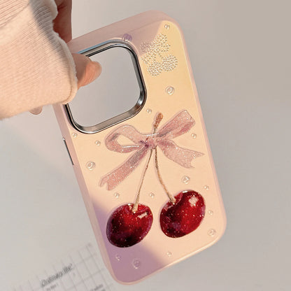 Sparkly Cherry Bow iPhone Case