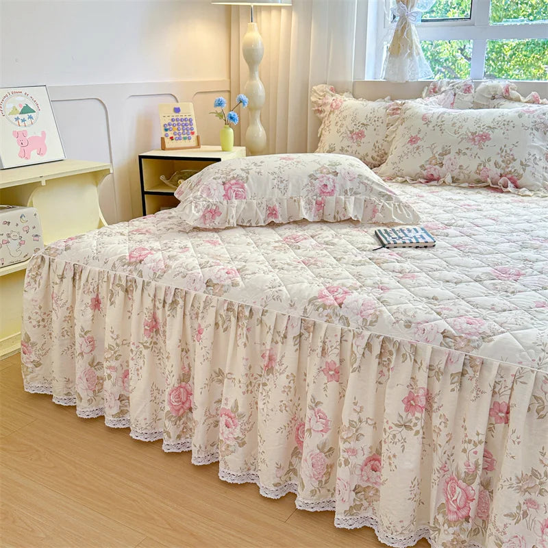 Vintage Floral Frilly Bedskirt