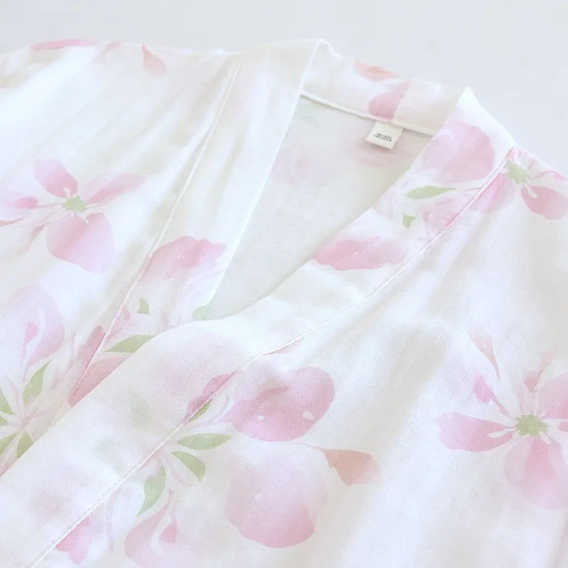 Pink & White Floral Kimono Dressing Gown Creative Femininity