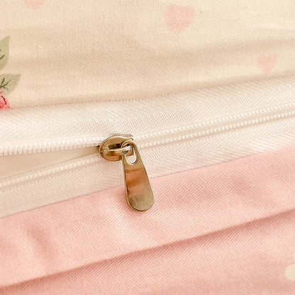 Large Pink Rose Print Duvet Set