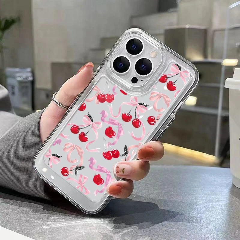 Red Cherry & Bows Transparent Phone Case