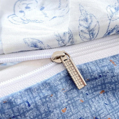 Blue Floral Frilly Duvet Set