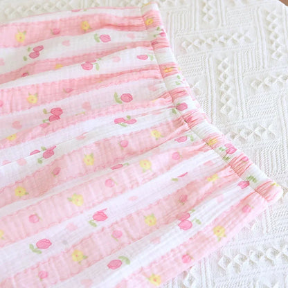 Pink & White Striped Coquette Pjs