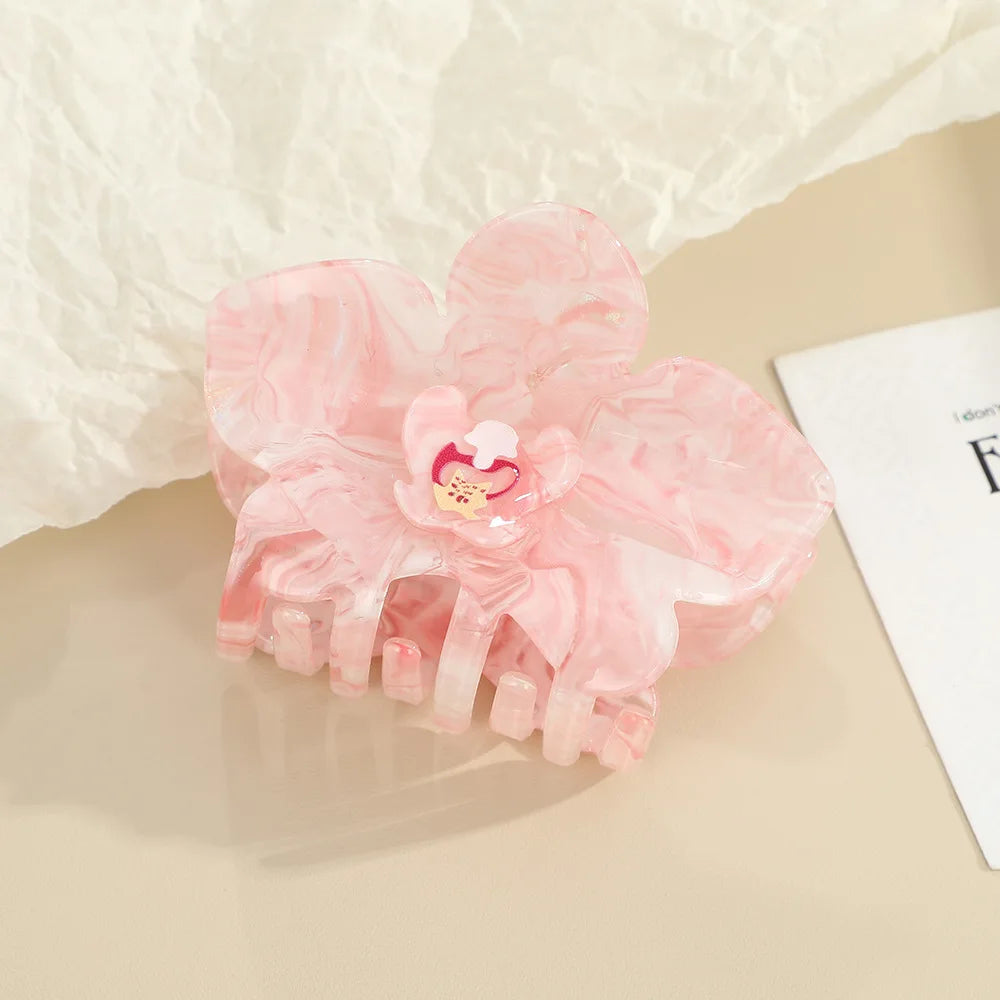 Pink Orchid Hair Claw Clip 