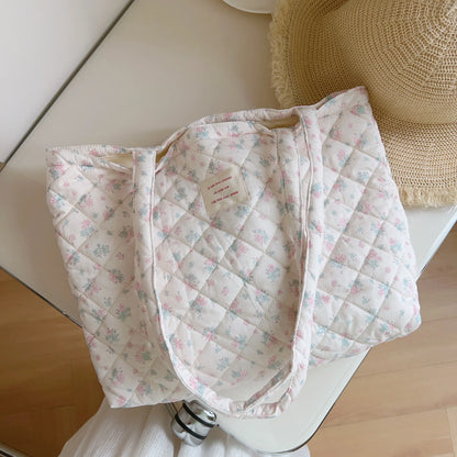 Pink Patchwork Quilted Tote Bag