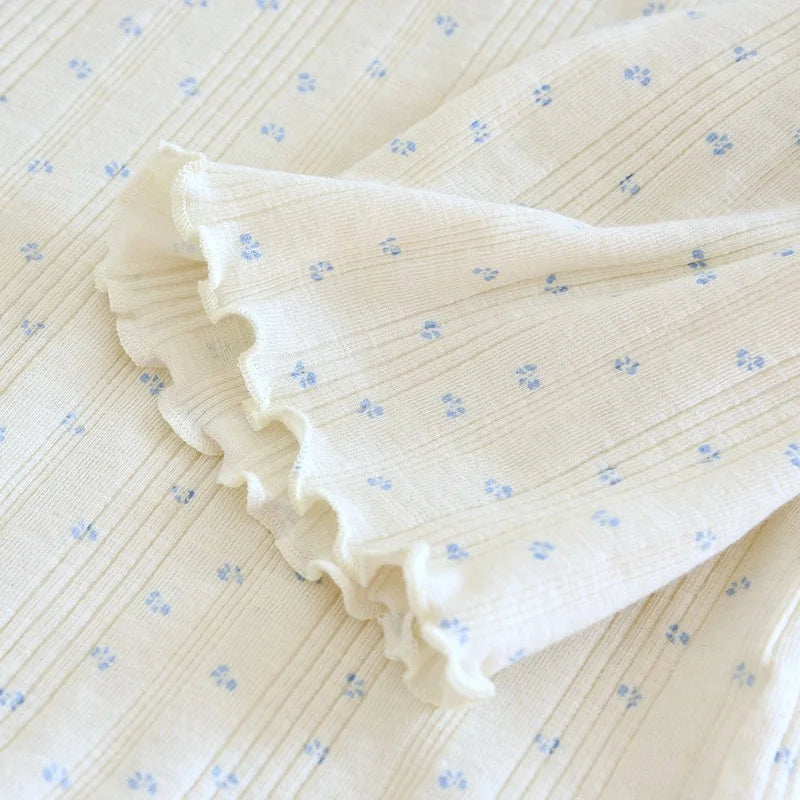 Women Pajamas with padded cups Spring summer Sleepwear Female 2 Piece Set Nightwear floral print Lady Pyjamas Loungewear Creative Femininity