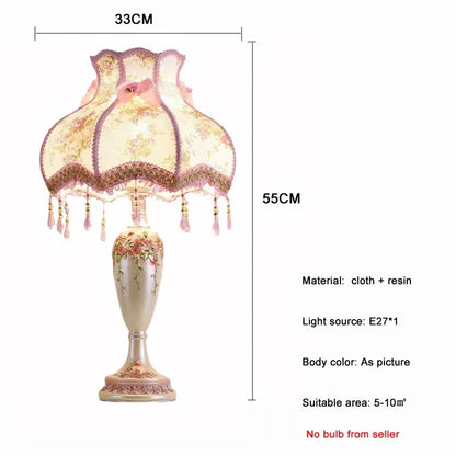 Rococo Pink Floral Tassel Lamp