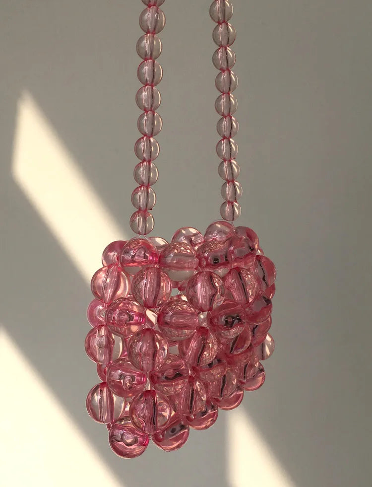 Mini Pink Beaded Handbag