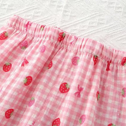Pink Strawberry Gingham Pyjama Set