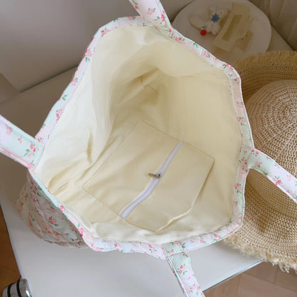 Pink Patchwork Quilted Tote Bag