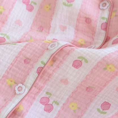 Pink & White Striped Coquette Pjs