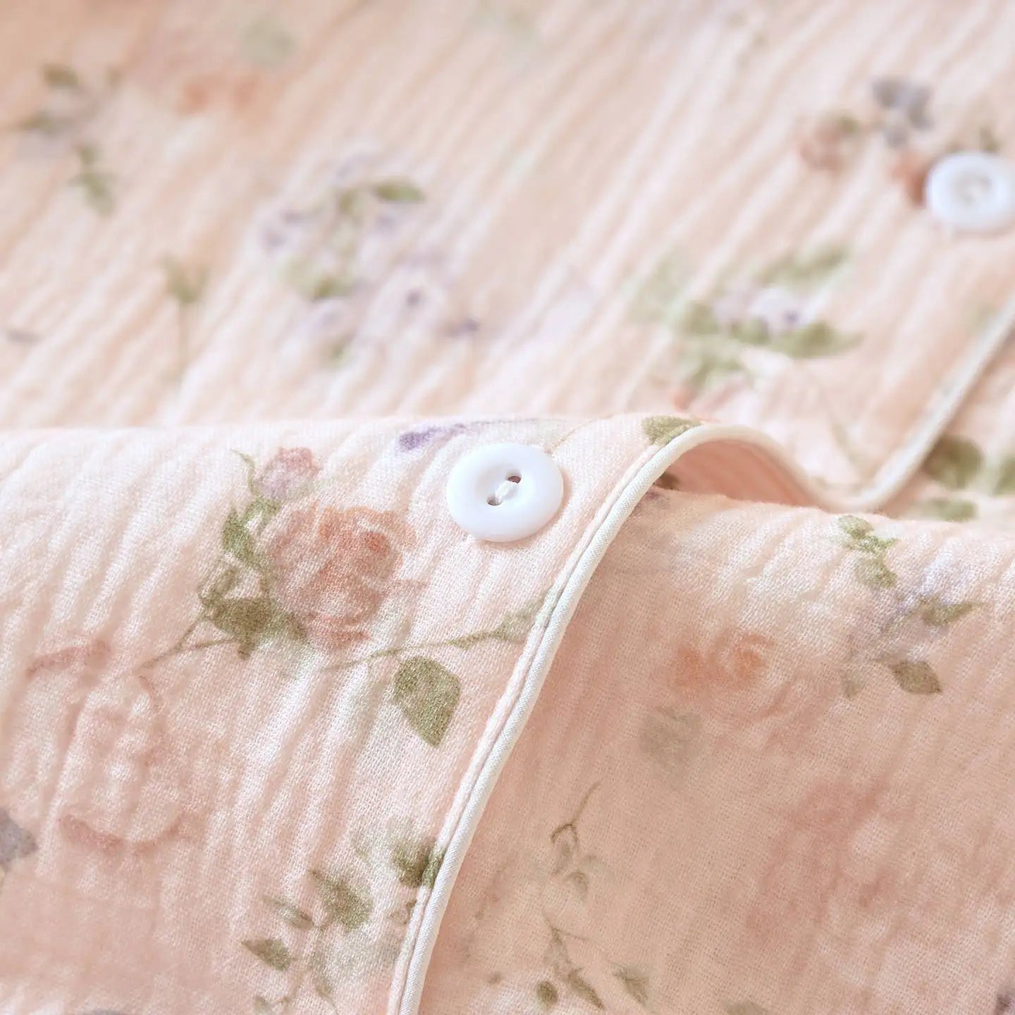 2026 New Women's Spring and Autumn Pajama Set 100% Cotton Crape Cloth Flower Collar Long Sleeve Two Piece Set Large Home Clothes Creative Femininity