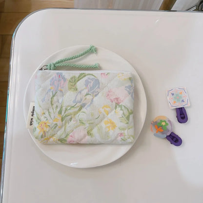 Summer Floral Quilted Makeup Pouch