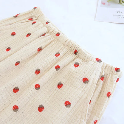 Strawberry Print Cotton Pjs