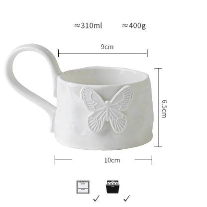 Whimsical Embossed White Ceramic Mug