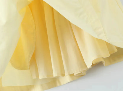 Lemon Halter Mini Sundress - Yellow/White/Black