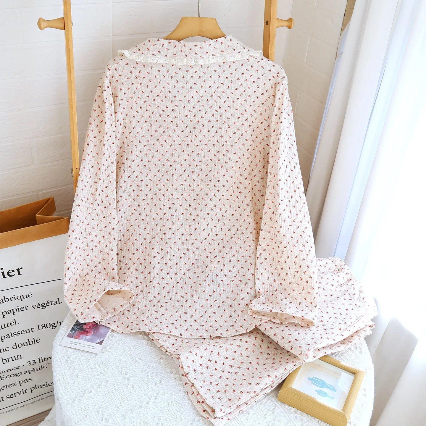 Romantic Floral Lace Pyjama Set Creative Femininity