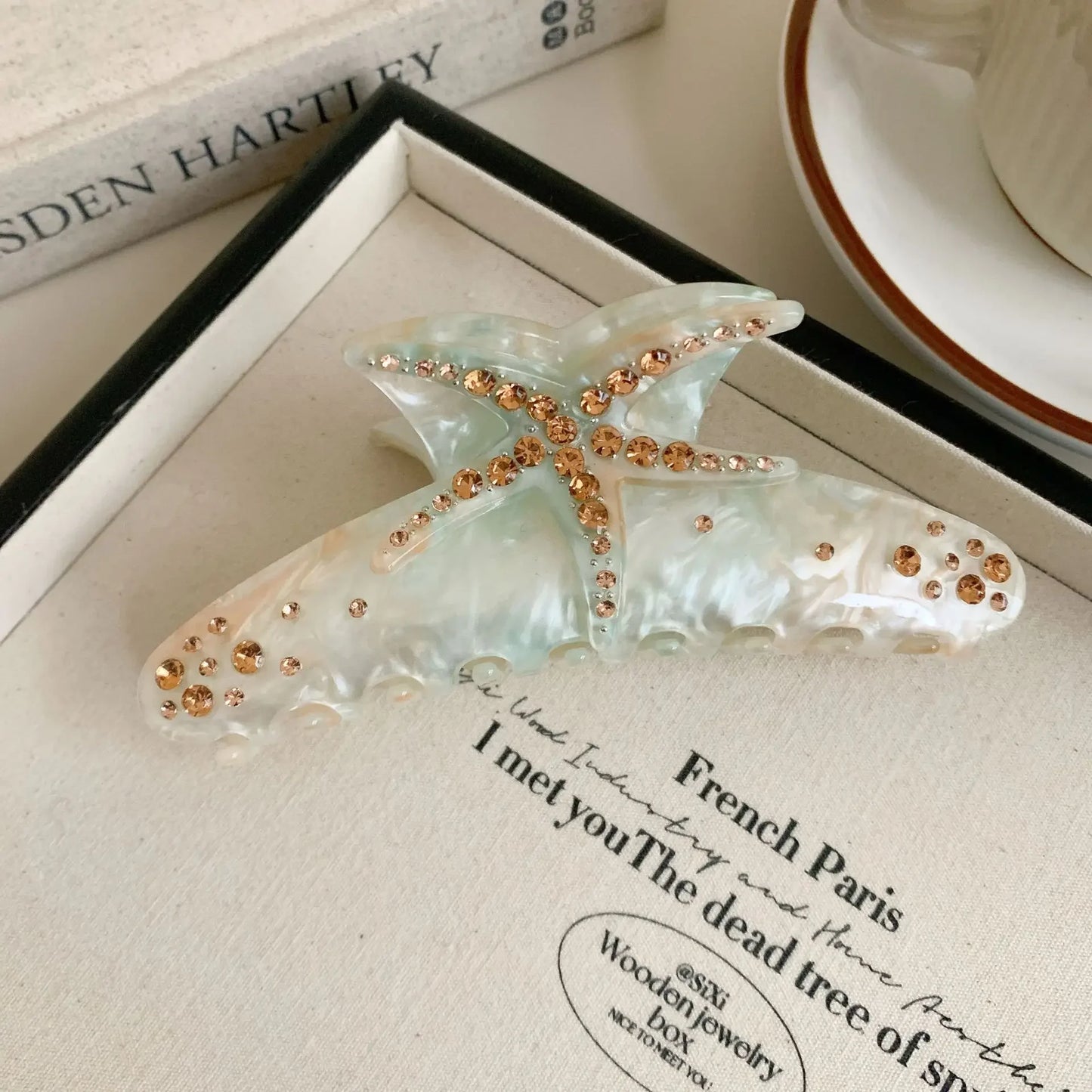 starfish hair clip with diamantés 