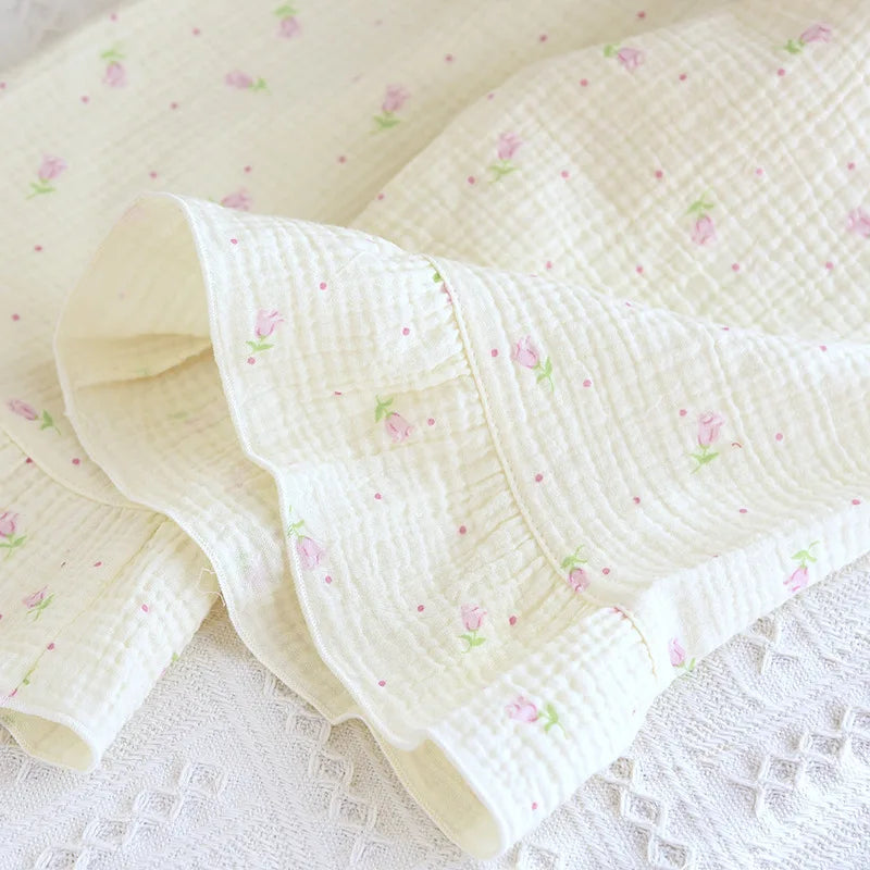 3 Piece Floral Ruffle Cotton Pj Set