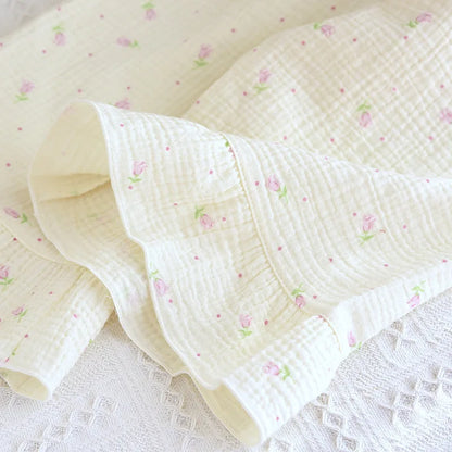 3 Piece Floral Ruffle Cotton Pj Set