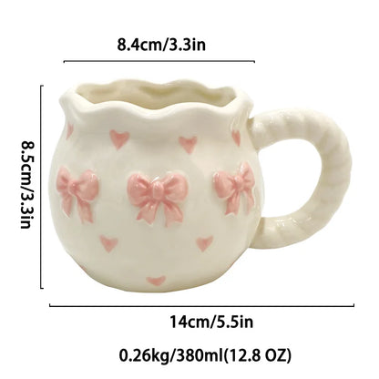 Pink Bow & Heart Ceramic Mug