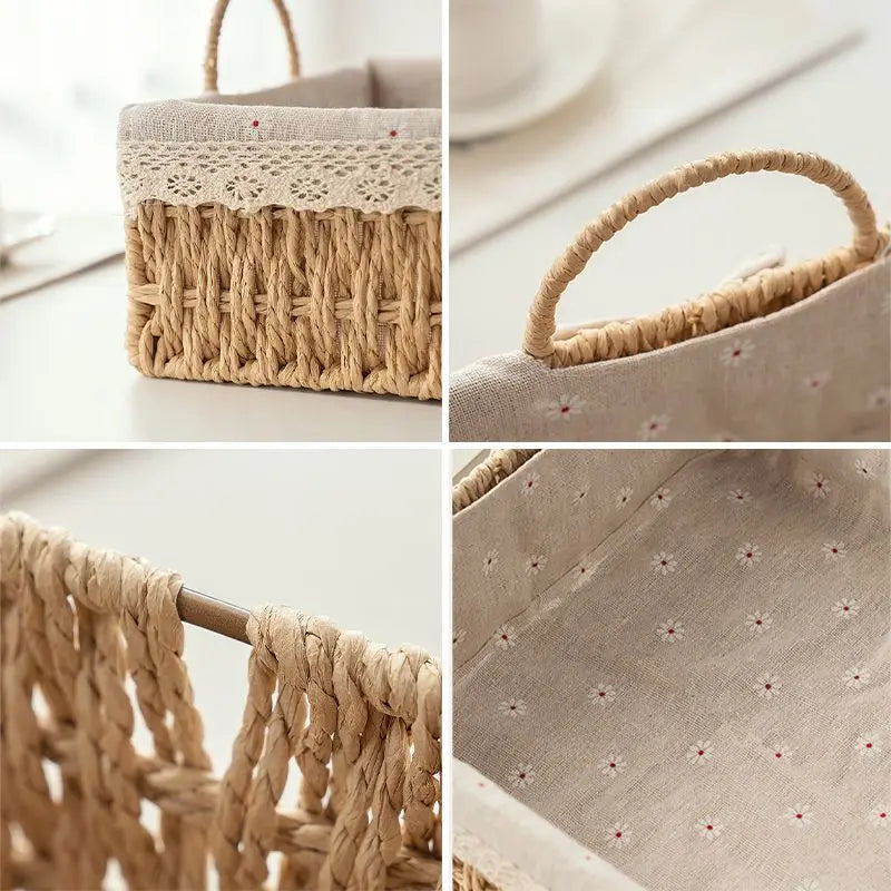 Round Rattan Lace Storage Basket