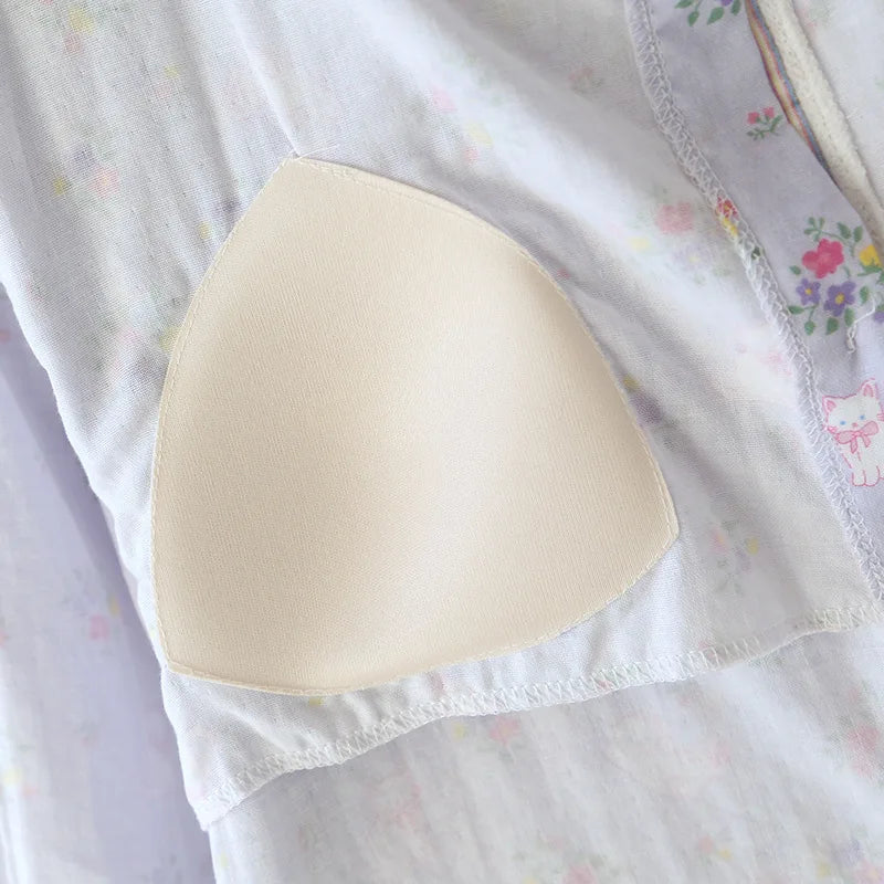 Floral Round Neck Pyjama Set Creative Femininity