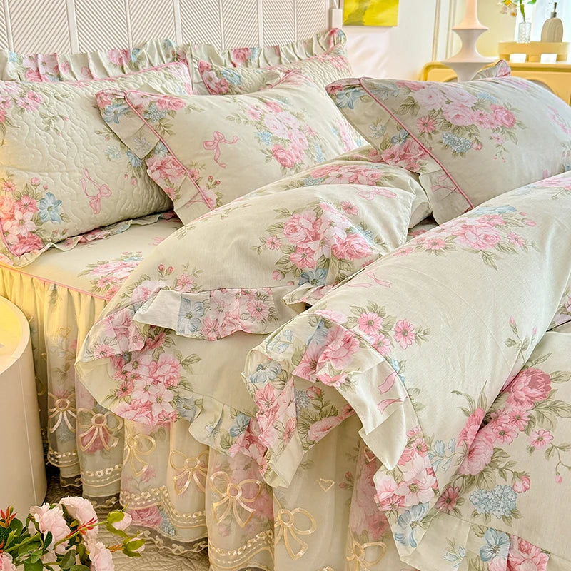 Romantic Floral Ruffle Duvet Cover