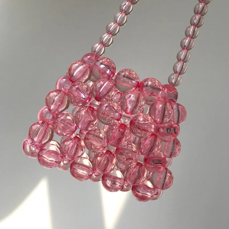 Mini Pink Beaded Handbag