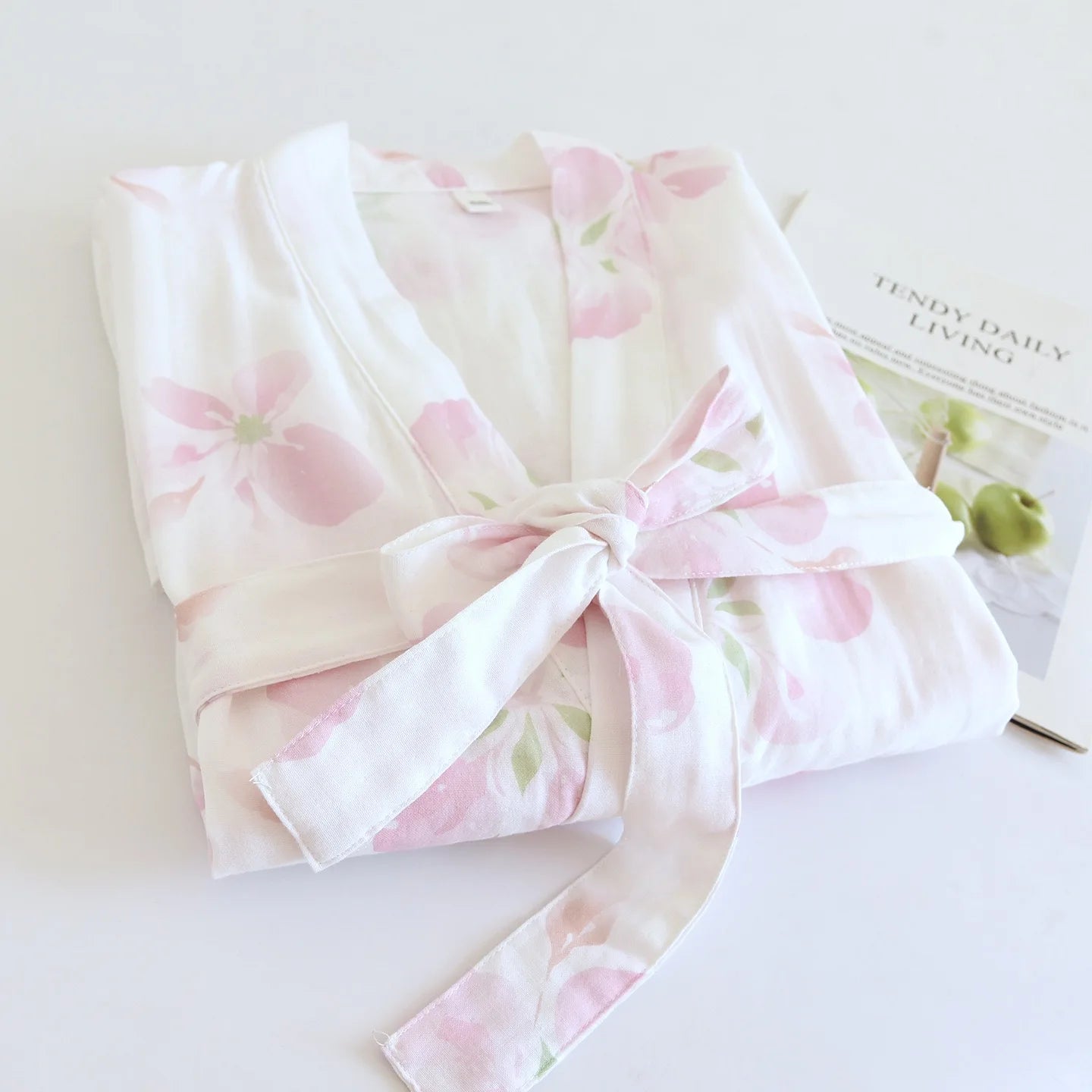 Pink & White Floral Kimono Dressing Gown Creative Femininity