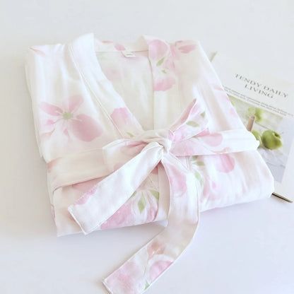 Pink & White Floral Kimono Dressing Gown Creative Femininity